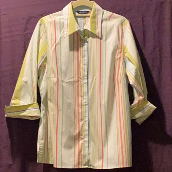 Land’s End Vertical Stripe Button Down Tunic - Picture 1 of 10